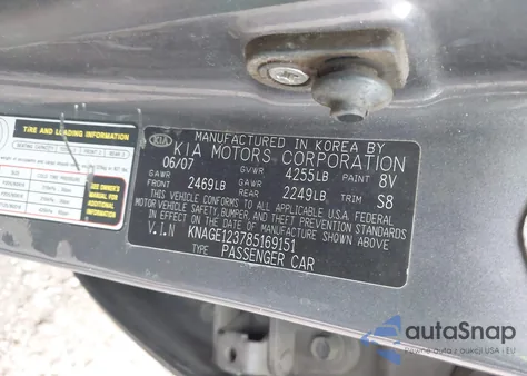 2008 Kia Optima Lx из США, поврежденный, VIN KNAGE123785169151